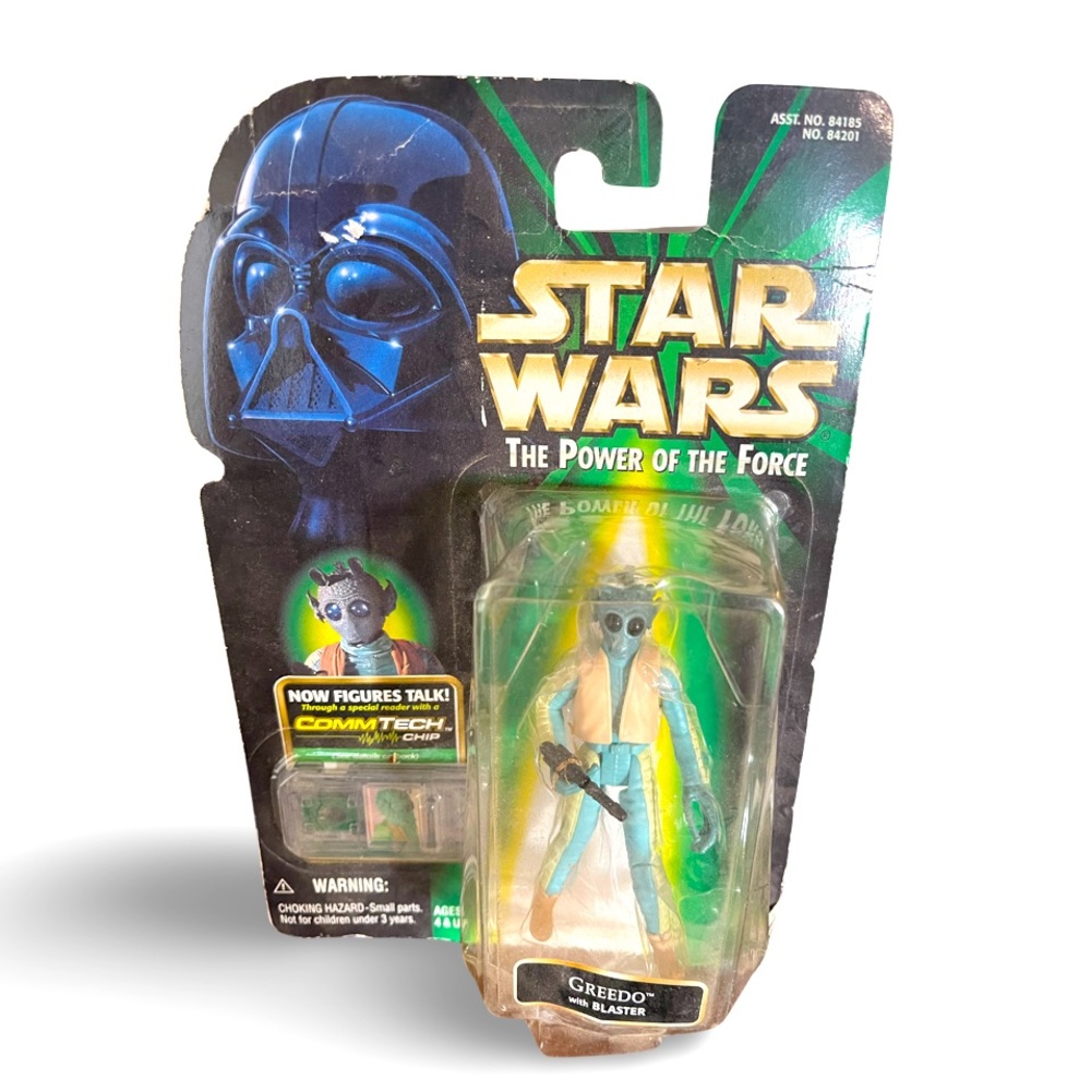 Star Wars Action Figure: Greedo with Comtech chip: Sealed: 90’s Hasbro Toy